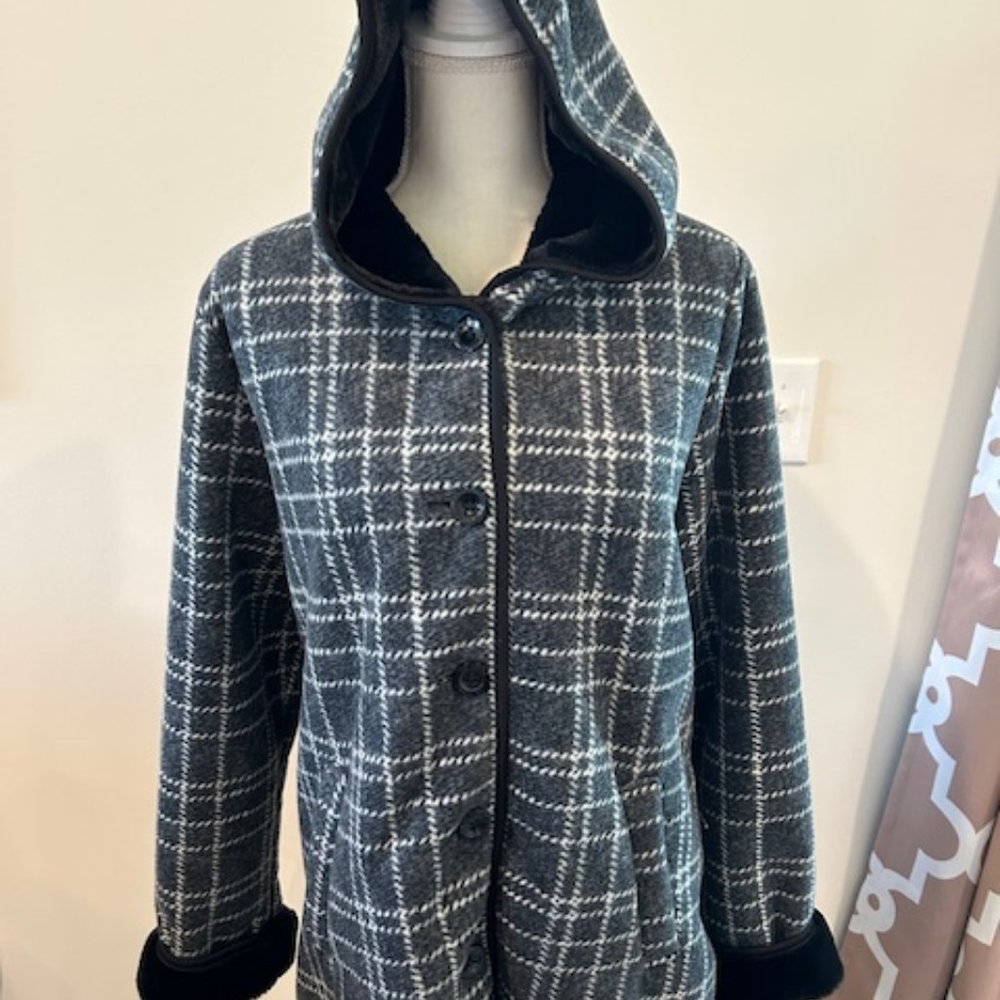 XL Ike Behar Ladies Plush Lined Hooded Jacket (EUC)